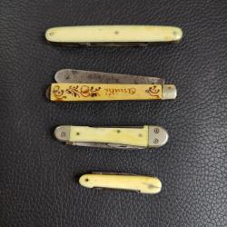 Quatre petit canifs/couteaux de poche anciens et sympathiques