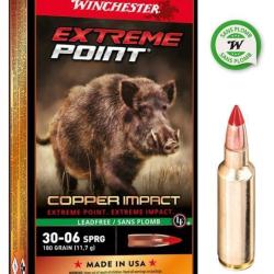 Cartouches WINCHESTER 30-06 SPRG Extreme Point - COPPER IMPACT - LEAD FREE 180GR X20