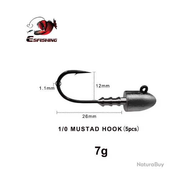 Lot de 10 T�tes Plomb�es 7g - Sp�cial Sandre & Brochet - Hame�on Renforc� - JD-SHOP