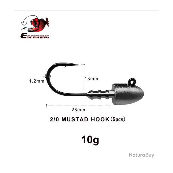 Lot de 10 T�tes Plomb�es 10g - Sp�cial Gros Sandre & Milieux Profonds - JD-SHOP