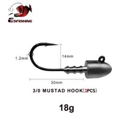 Lot de 6 T&ecirc;tes Plomb&eacute;es 18g - Sp&eacute;cial Fortes Profondeurs & Gros Carnassiers - JD-SHOP