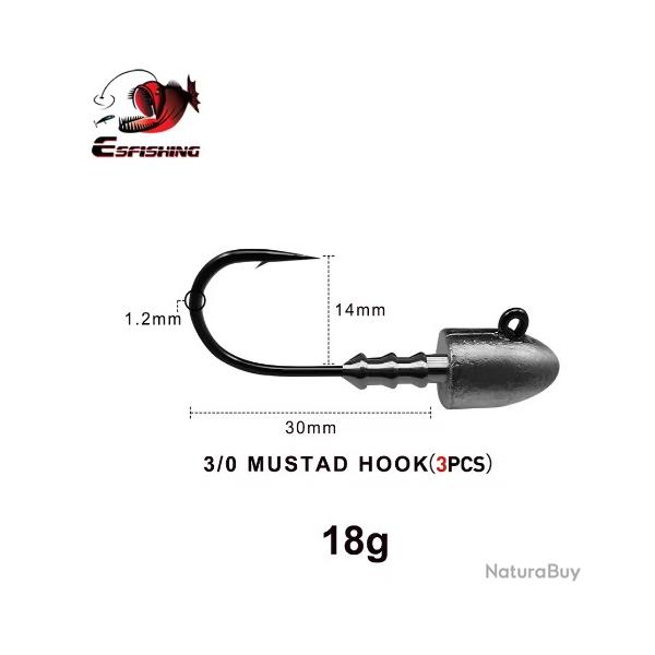 Lot de 6 T�tes Plomb�es 18g - Sp�cial Fortes Profondeurs & Gros Carnassiers - JD-SHOP