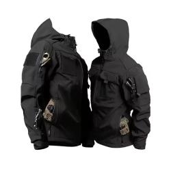 ENCHERE 1 EURO / Veste Tactique Softshell N&eacute;oprene Noir Taille au Choix