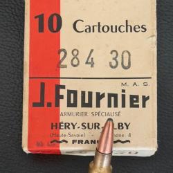 Rare bo&icirc;te de 10 cartouches neuves J.F. FOURNIER  cal. 284-30 Winchester, charg&eacute;es J. F. FOURNIER