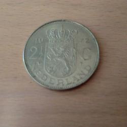 monnaie pays bas juliana  2-1/ 2 gulden  1972