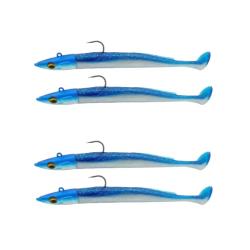 Leurre souple pr&eacute;-plomb&eacute; 30 g 150 mm lot de 4 leurres Bicolore Bleu Blanc Id&eacute;ale P&ecirc;che en Mer