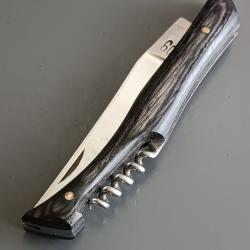 ANCIEN COUTEAU 2 pi&egrave;ces, manche bois, guilloch&eacute;