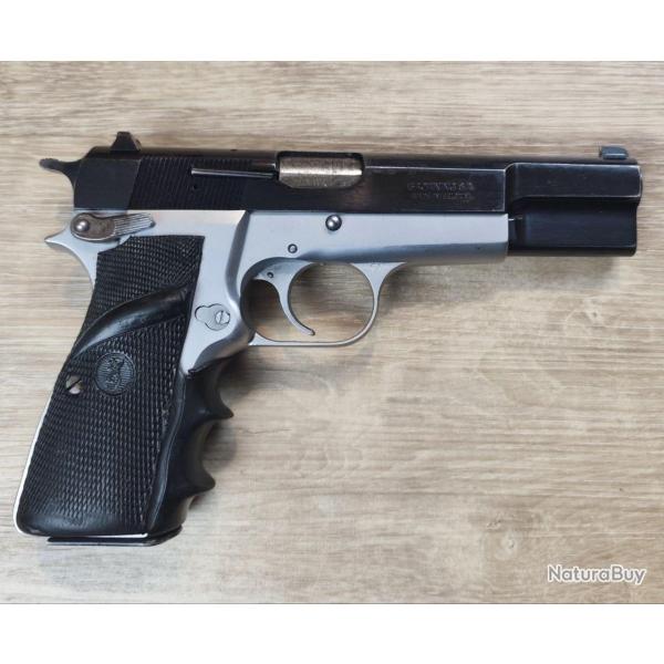 Pistolet semi-automatique BROWNING (FN) GP35 carcasse acier nickel� - Surplus Police - Cal. 9x19 (Oc