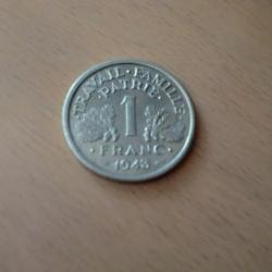monnaie 1 franc bazor 1943 B  alu