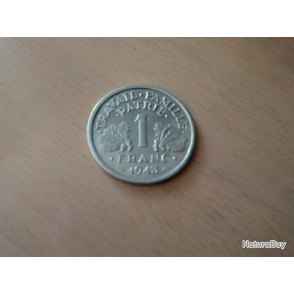 monnaie 1 franc bazor 1943 B  alu