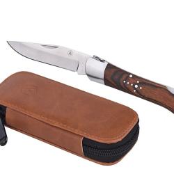 Couteau Laguiole Pliant - Manche Bois V&eacute;ritable - Lame Blocable