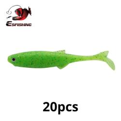 Leurre souple Nouveaut&eacute; 75mm 2.5g 20pcs P&ecirc;che  Eau Douce Ou En Mer Coloris Vert Chartreux