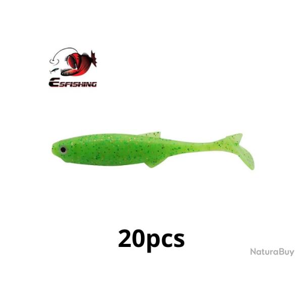 Leurre souple Nouveaut� 75mm 2.5g 20pcs P�che  Eau Douce Ou En Mer Coloris Vert Chartreux