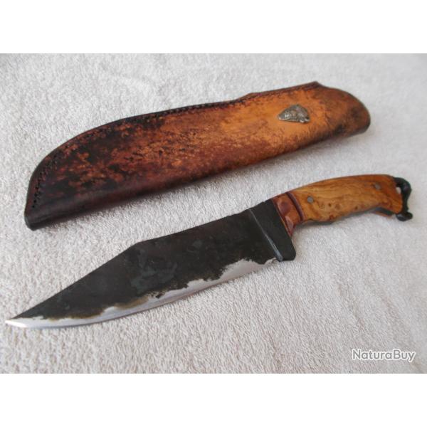 COUTEAU BOWIE ARTISANAL FORGE STYLE PRIMITIF/BUSHCRAFT/CHASSE/OLD WEST