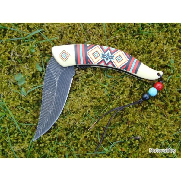 Couteau - Finition Cr�me  - Dragonne Perles