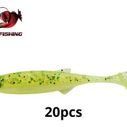 Leurre souple Nouveaut&eacute; 75mm 2.5g 20pcs P&ecirc;che  Eau Douce Ou En Mer Coloris Jaune Chartreux Paillet&eacute;