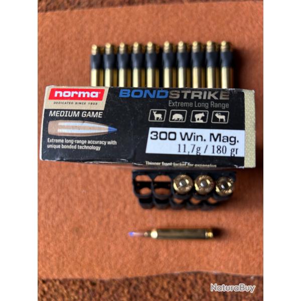 34 CARTOUCHES 300 WIN MAG NORMA BOND STRIKE