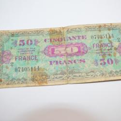 Billet 50 Fr " FRANCE " occupation 1944 Militaria collection (17C)