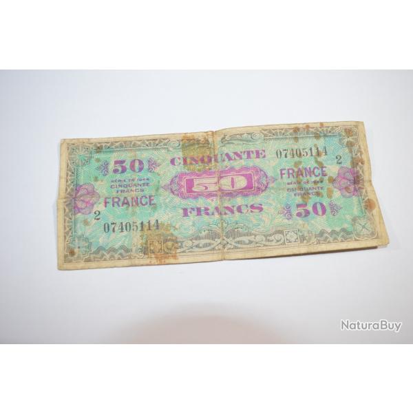 Billet 50 Fr " FRANCE " occupation 1944 Militaria collection (17C)