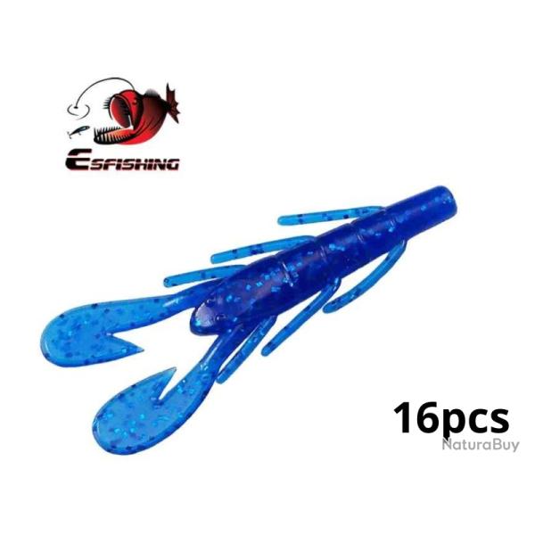 Leurre Souple Style Ecrevisse 85mm 6.2g 16pcs Pour La P�che En Eau Douce Coloris Bleu