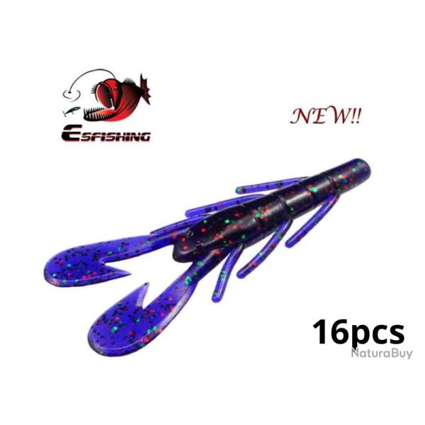 Leurre Souple Style Ecrevisse 85mm 6.2g 16pcs Pour La P�che En Eau Douce Coloris Bleu Fonc�