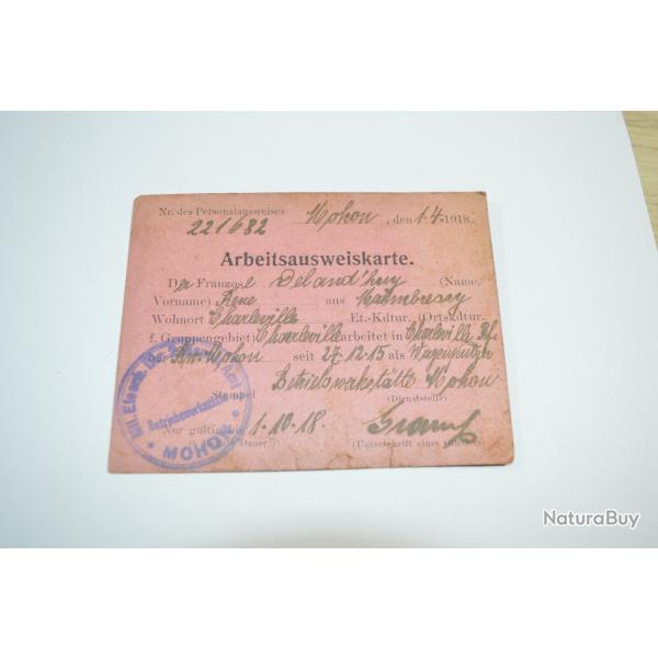 Ancien document Militaire France WW1 Document Soldat 1914/1918 Ardennes MOHON ARBEI  (17C)