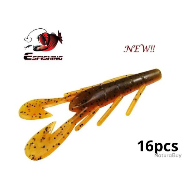 Leurre Souple Style Ecrevisse 85mm 6.2g 16pcs Pour La P�che En Eau Douce Coloris Naturelle 5