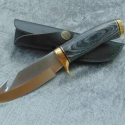 Couteau de Chasse et Outdoor - Manche Bois - Lame Large Inox