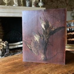 Huile sur bois nature morte deux chevaliers