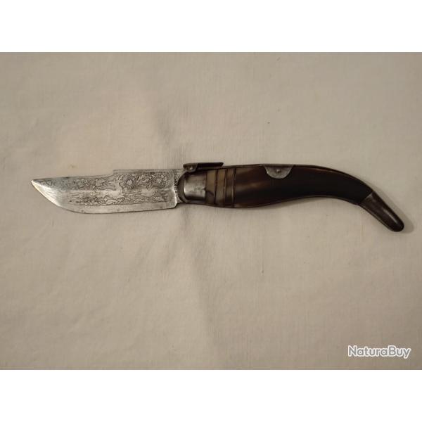 Couteau Pliante,L�me grav�e, manufacture Espagnole  " Bravo "   premi�re moiti� du si�cle XX