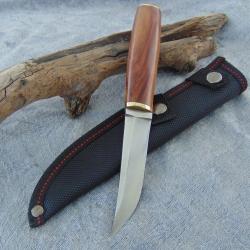 Couteau de Chasse Haut de Gamme - Manche en Bois d'&Eacute;b&egrave;ne - Lame Acier 7Cr13