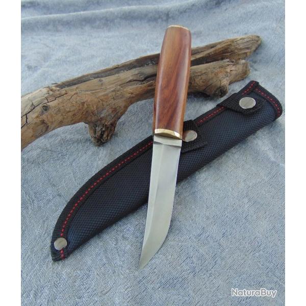 Couteau de Chasse Haut de Gamme - Manche en Bois d'�b�ne - Lame Acier 7Cr13
