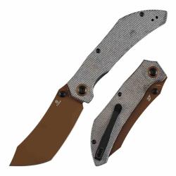 Couteau Tenable Tipper Lame Acier Nitro-V Rose Gold Manche Micarta Noir Liner Lock B1079A1