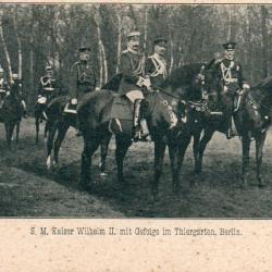 CPA - S.M. Kaiser Wilhelm II .mit Gefoige im Thiergarten,Berlin. -N&deg;7349