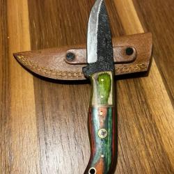 Couteau de chasse - acier au carbone 1095 - manche en bois compact - 20,5 cm