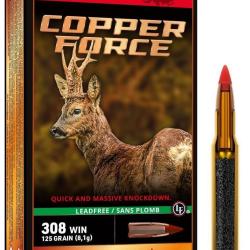 CARTOUCHES WINCHESTER 308 WIN - COPPER FORCE - SANS PLOMB - 125 GR - BOITE DE 20 UNIT&Eacute;S