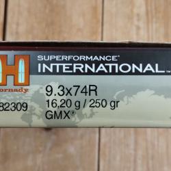 9.3x74 R Hornady 250gr gmx boite 20