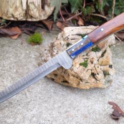 Couteau De Cuisine D'Office Lame Acier Damas 256 Couches Manche Bois & R&eacute;sine Fabric Artisanale 01