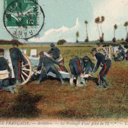 CPA - L' Arm&eacute;e Fran&ccedil;aise - Artillerie - Le Pointage dune pi&egrave;ce de 75m/m-N&deg;7352