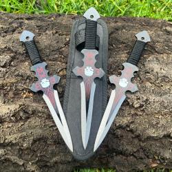 Set de 3 couteaux de lancer - mod&egrave;le expendable rouge
