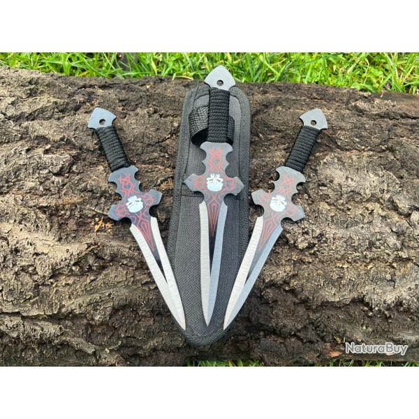 Set de 3 couteaux de lancer - mod�le expendable rouge