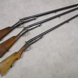 Lot de 3 Fusils HUSQVARNA mod&egrave;le 1877, Cal 12 &agrave; chiens, &agrave; 1 euro sans prix de r&eacute;serve!!!