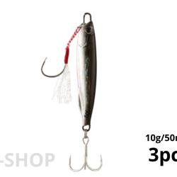 Jig Pour La P&ecirc;che En Mer 3pcs Noir et Gris 10g 50mm