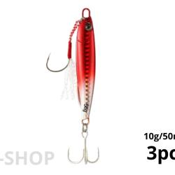 Jig Pour La P&ecirc;che En Mer 3pcs Rouge et Gris 10g 50mm