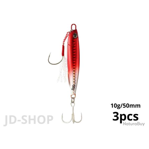 Jig Pour La P�che En Mer 3pcs Rouge et Gris 10g 50mm