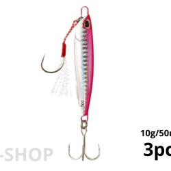 Jig Pour La P&ecirc;che En Mer 3pcs Rose et Gris 10g 50mm