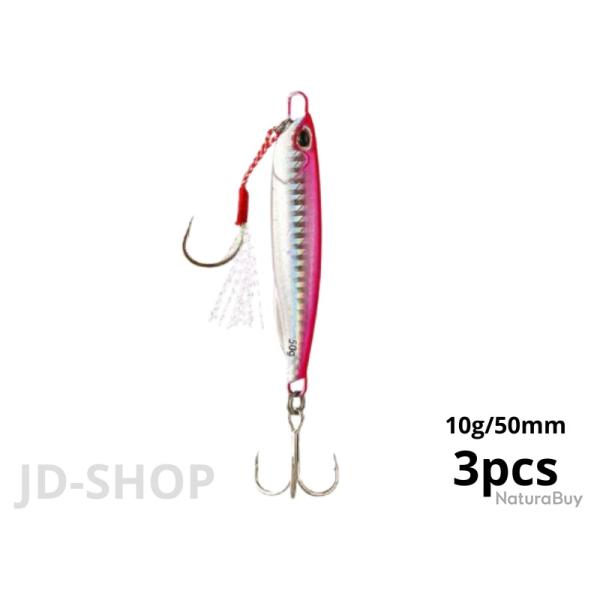 Jig Pour La P�che En Mer 3pcs Rose et Gris 10g 50mm