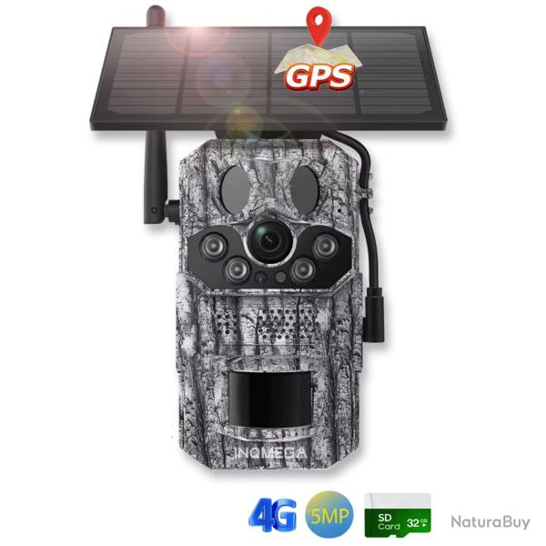 Cam�ra Solaire 4G HC809 GPS 5MP IA Animale PIR 0.2s Vision Nocturne Ext�rieure