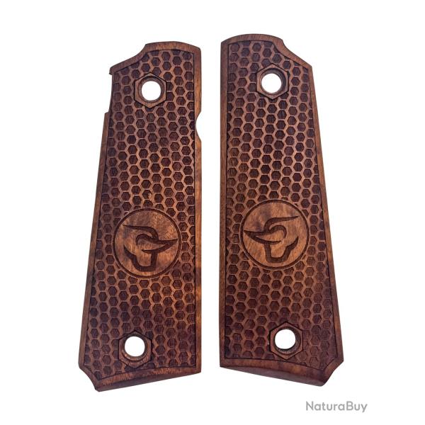 PLAQUETTES BOIS PT1911 NID D'ABEILLE LOGO TAURUS