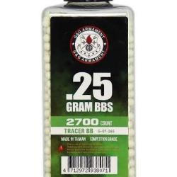 BILLES 0.25G G&G TRACANTES VERTES EN BOUTEILLE DE 2700